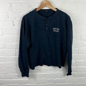 Brandy Melville Women's Boston Athletics Cropped Top Long Sleeves Navy Size One